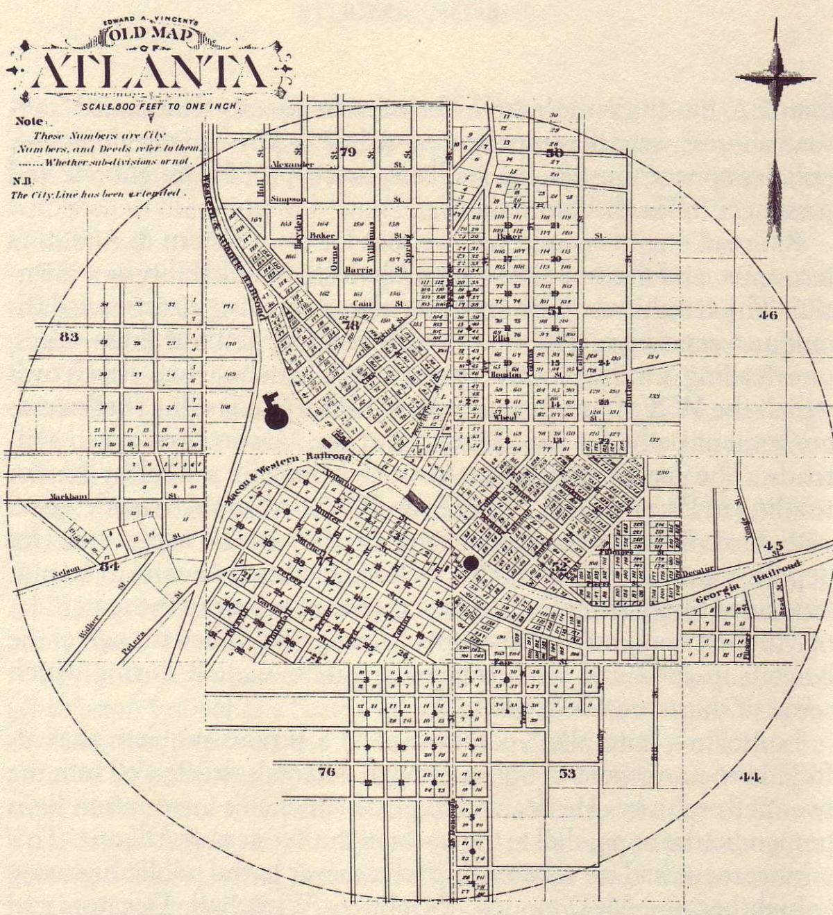 Mappa storica di Atlanta