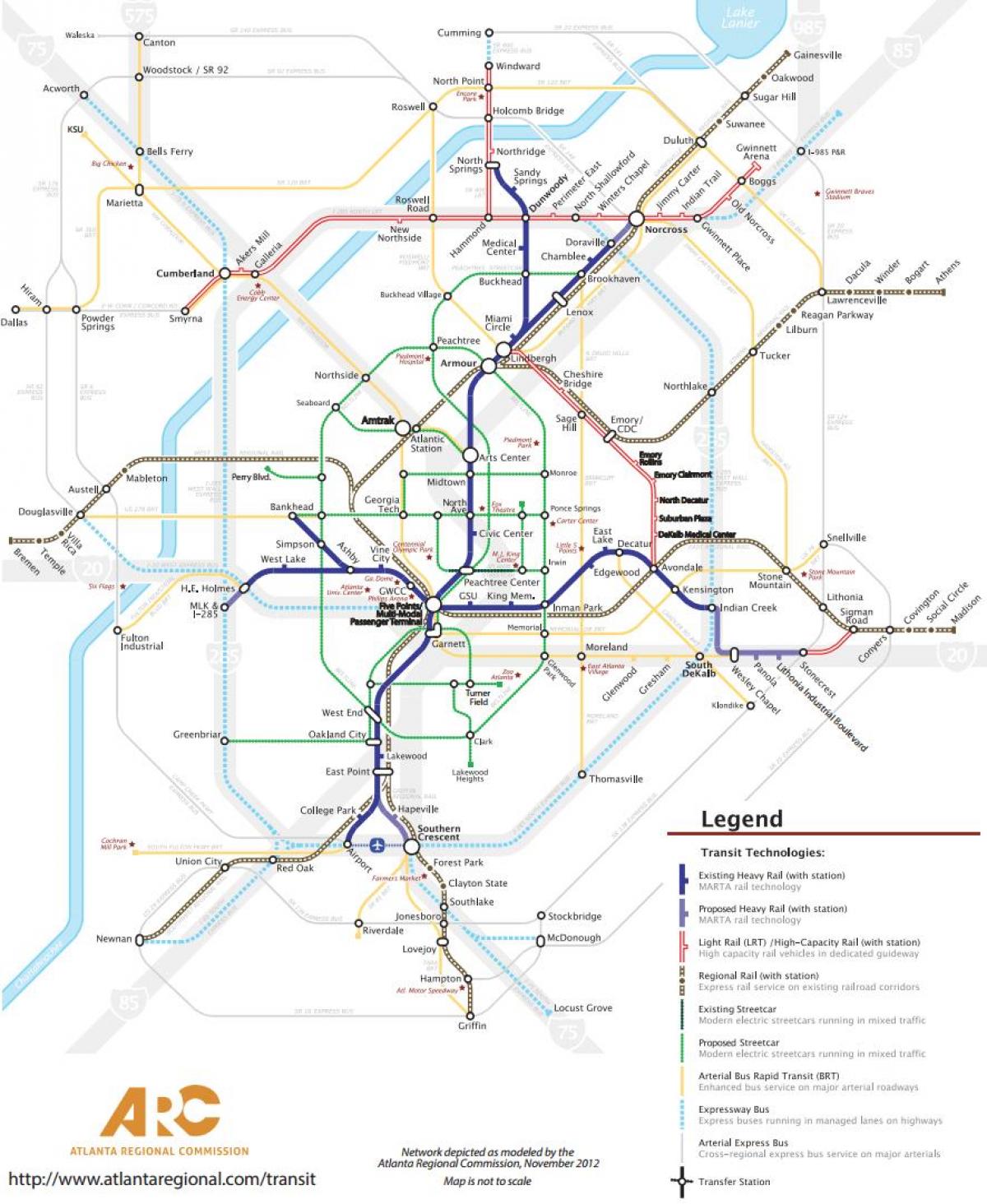 Mappa delle stazioni ferroviarie di Atlanta