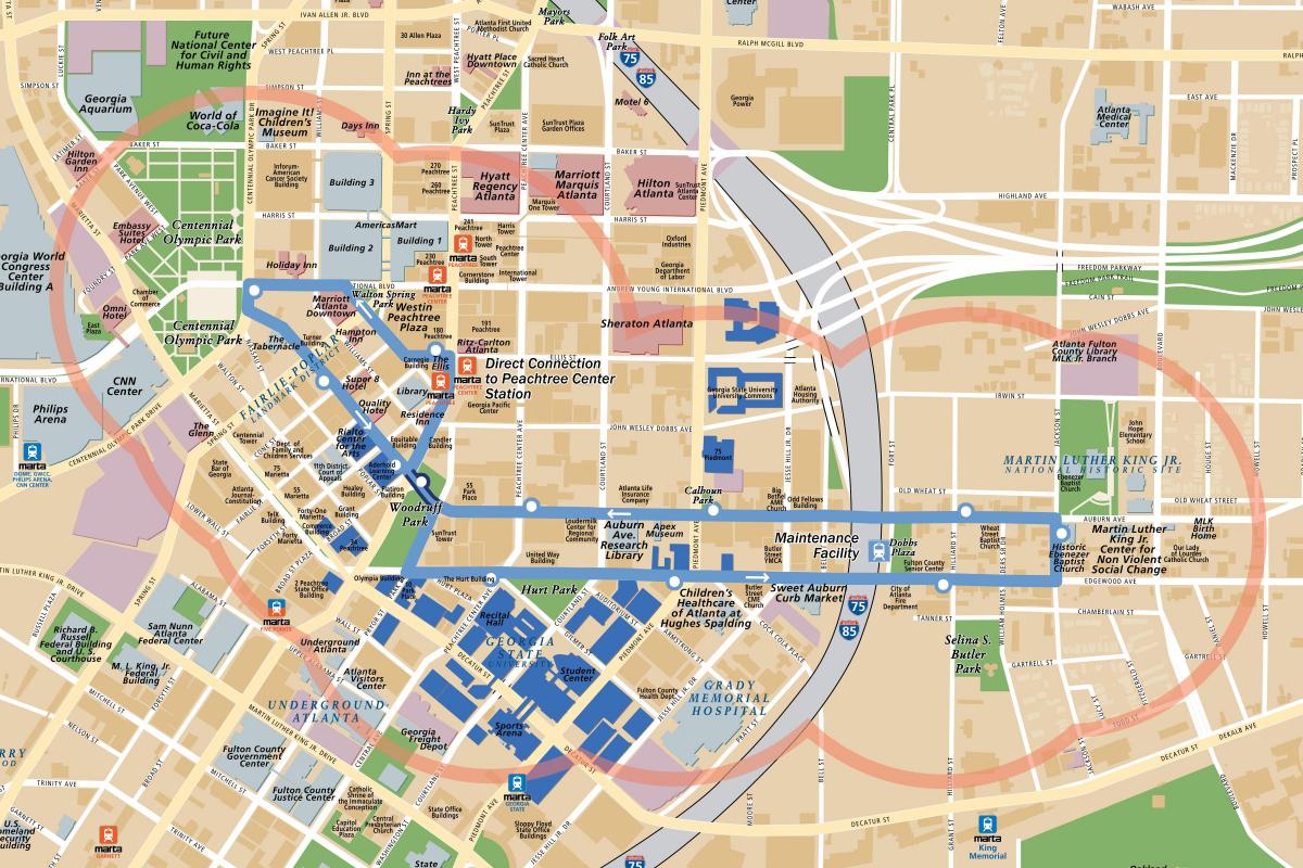 Mappa delle stazioni del tram di Atlanta