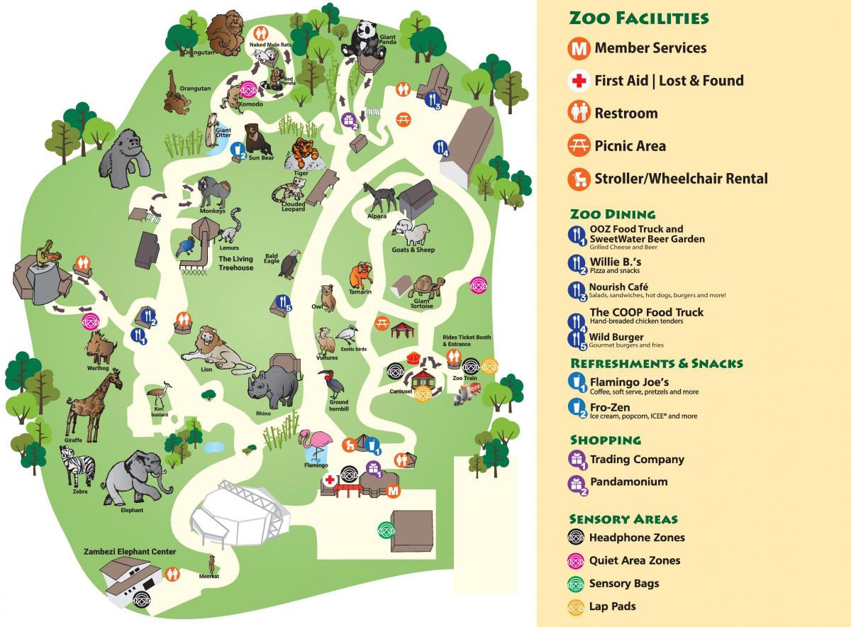 Mappa del parco dello zoo di Atlanta