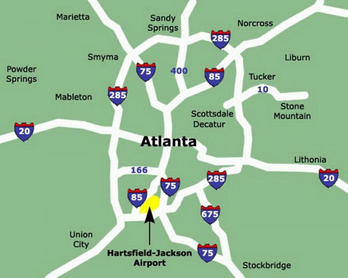 Mappa degli aeroporti di Atlanta