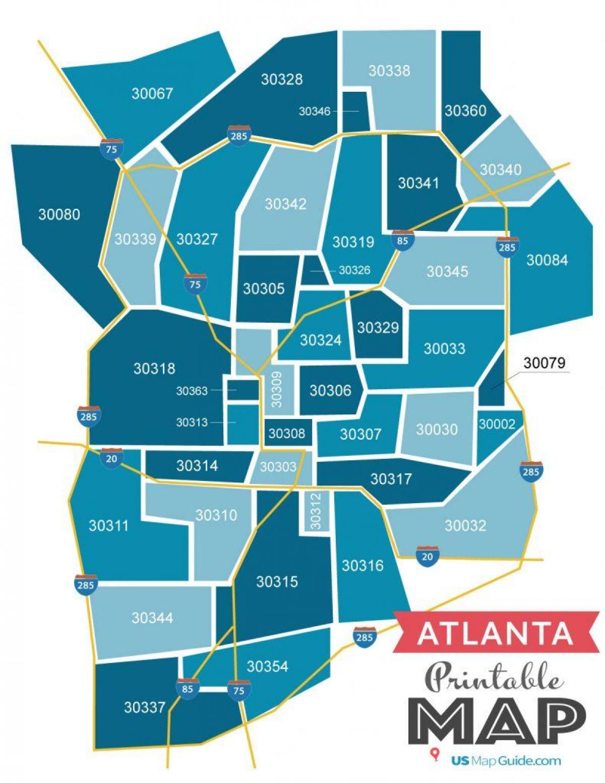 Mappa dei codici postali di Atlanta