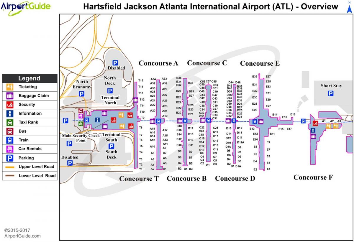 Mappa del terminal dell'aeroporto di Atlanta